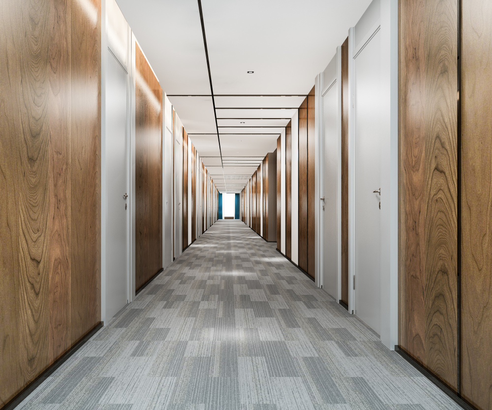 Shared hallway with clean flooring finish